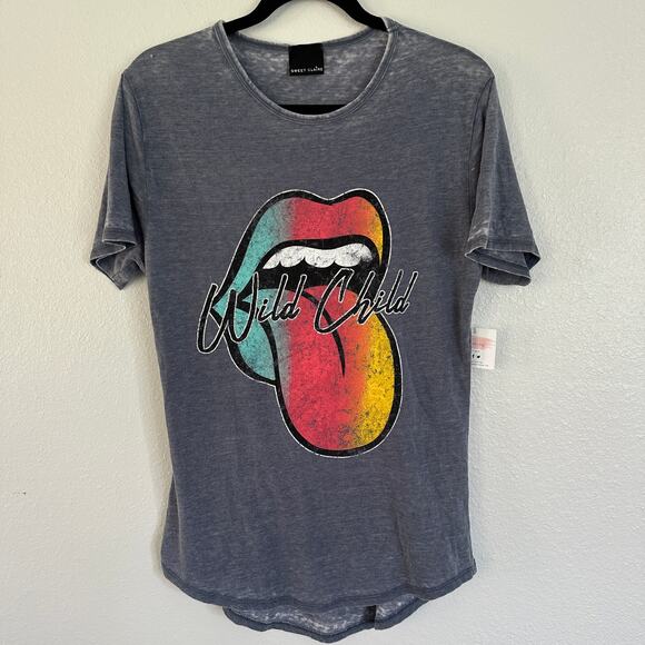 Wild Child Burnout Round Neck Rainbow Graphic Tee Womens Short Sleeve T-Shirt - Picture 3 of 6